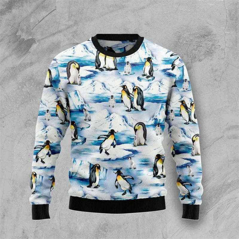 Funny Penguin Graphic Ugly Christmas Sweater For Men Fashion Autumn Holiday Wear 3D Printed Sweatshirts Loose Breathable Tops — image 9