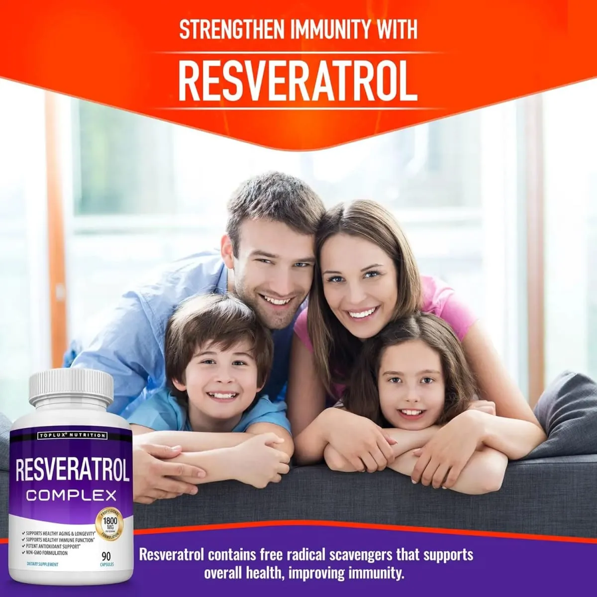 Resveratrol Complex - Trans Resveratrol Supplement with Grape Seed - Promote healthy aging immune system brain functio 90 pill — image 5