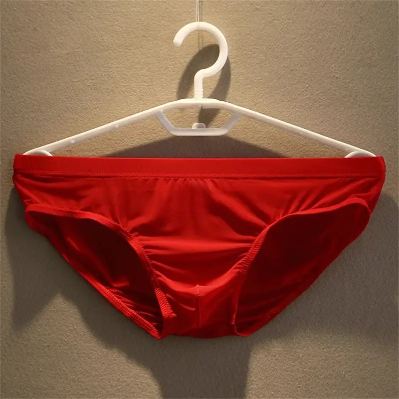 2 stücke Big Pouch Nylon Männer Unterwäsche Slips Eis Seide Männlichen Nahtlose Unterhosen Low-Taille Dünne Höschen Plus größe — image 8