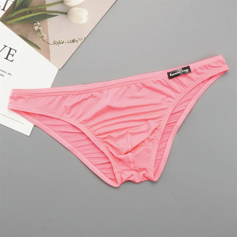 Thin Ice Silk Low Waist Men Briefs Solid Color Semi Transparent Underwear Plus Size Bulge Pouch Smooth Breathable Soft Panties — image 14