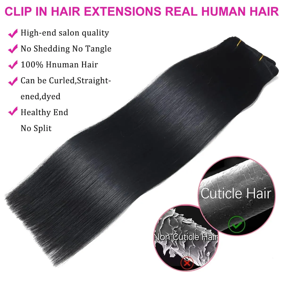 Straight Clip In Human Hair Extensions Brown Unprocessed Hair Extensions Full Head Brazilian Hair Seamless Clip Ins Extension — image 2