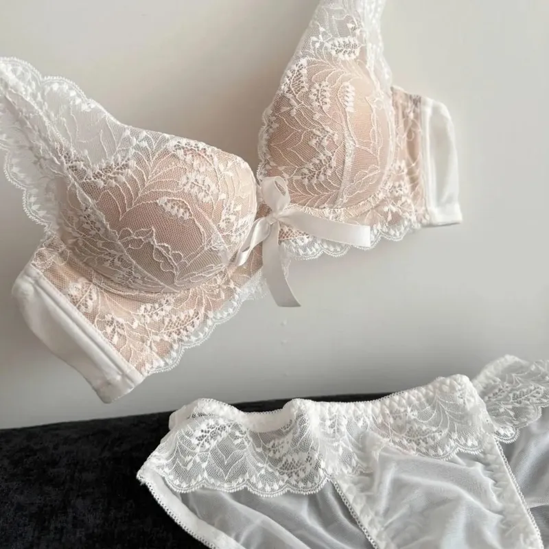 New Wireless Push Up Bra Set for Women Small Bust Gather Side Support Anti Sag Sexy Lingerie Underwear 32‑38 Bra Set — image 9