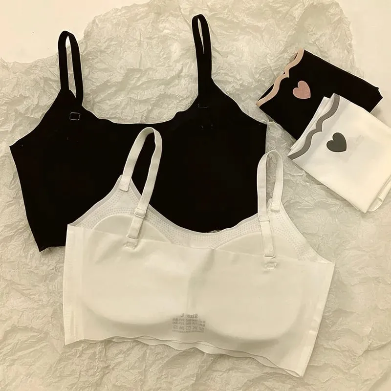 Women's Seamless Bralette Set Wireless Push Up Bra with High Waist Panty Cute Heart Embroidery Lingerie Set for Daily Wear — image 5