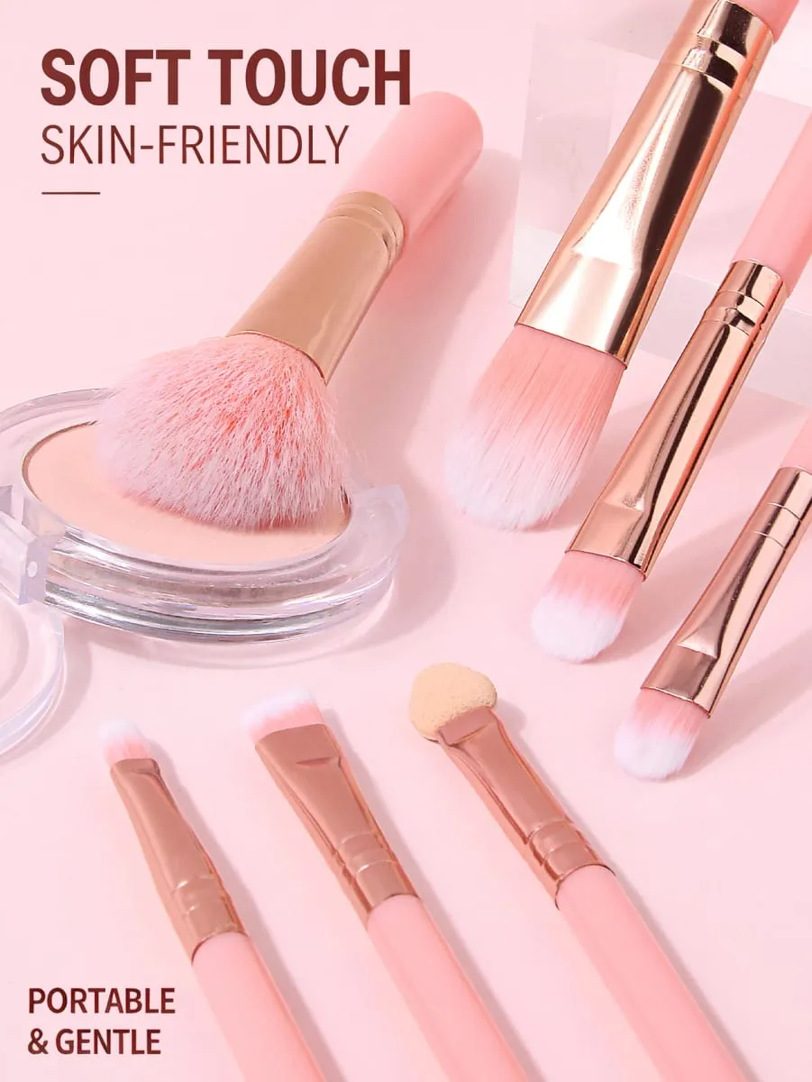 Makeup Brush Kit Soft 10pcs Synthetic Hair Make Up Brushes Foundation Blush Eyeshadow Cosmetic Tools with Powder Puff & Sponge — image 6