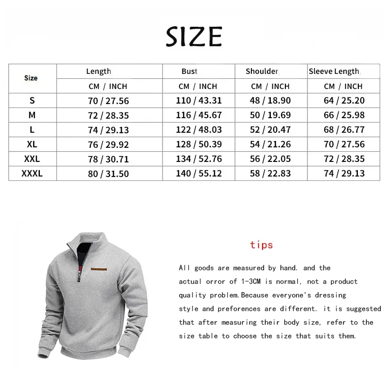 American autumn and winter heavy fleece long-sleeved men's sweater half zipper loose stand-up collar pullover men's sweater — image 36