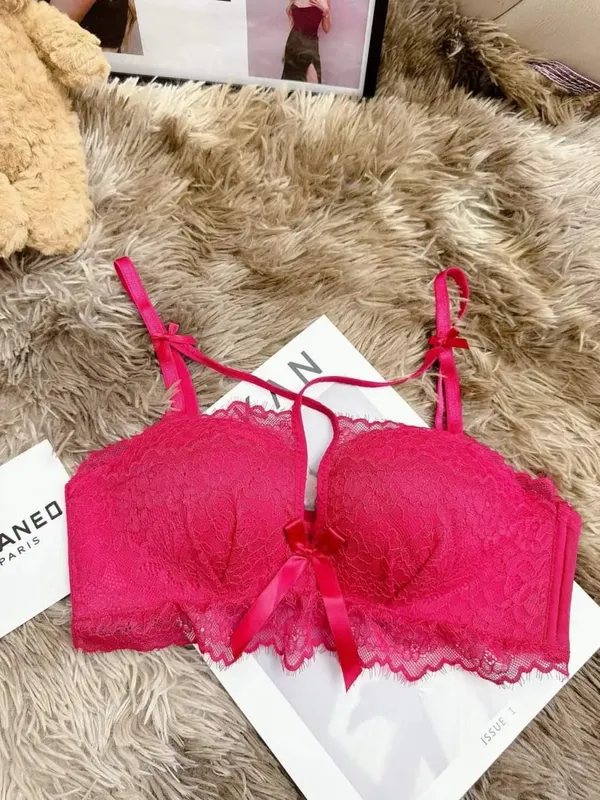 Soutien-gorge push-up pour petite poitrine – Ensemble bralette en dentelle chic français sans fil, soutien confortable, sous-vêtements anti-affaissement pour petites femmes — image 13