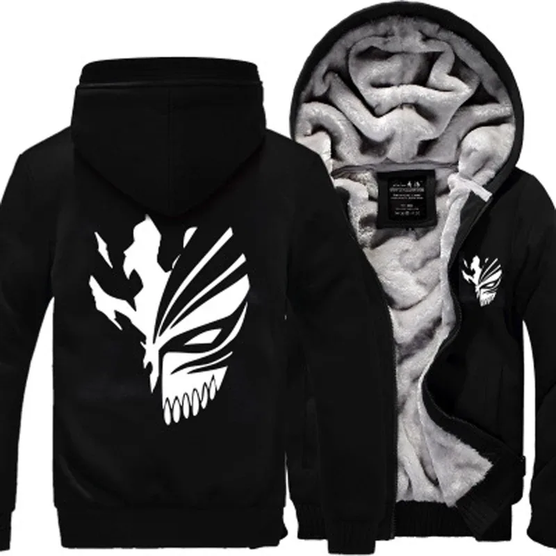 Anime Bleach Men Sweatshirts 2023 hot winter thicken fleece Kurosaki Ichigo hoodies men hip hop fashion Zippered hoodie for fans — image 7
