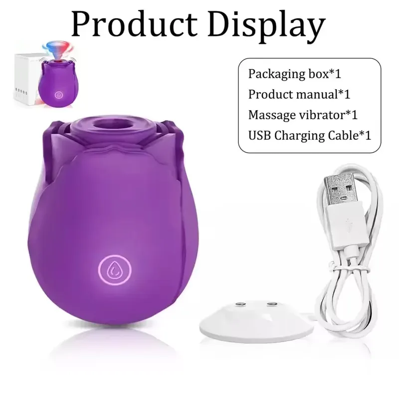 Powerful Rose Sucking Vibrator for Women G-Spot Licking Clitoris Stimulation Female Sucker Vagina Nipple Massager Adult Sex Toys — image 12