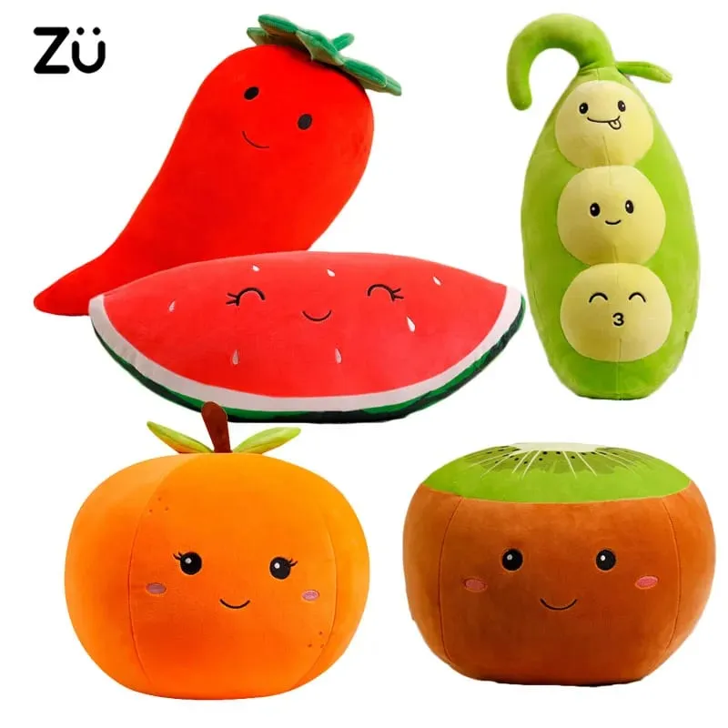 ZU Super Soft Plush Pillow Cute Fruits Kiwi Apple Orange and Vegetables Pea Chili Stuffed Toys Sofa Home Decor Cushion for Girl — image 2