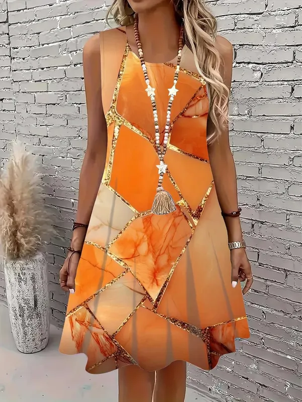 2026 Summer Women's Sleeveless Dresses Knee-Length Round-Neck Dresses Beachy Casual Dresses 3D-Printed Loose-Fitting Dresses — image 13