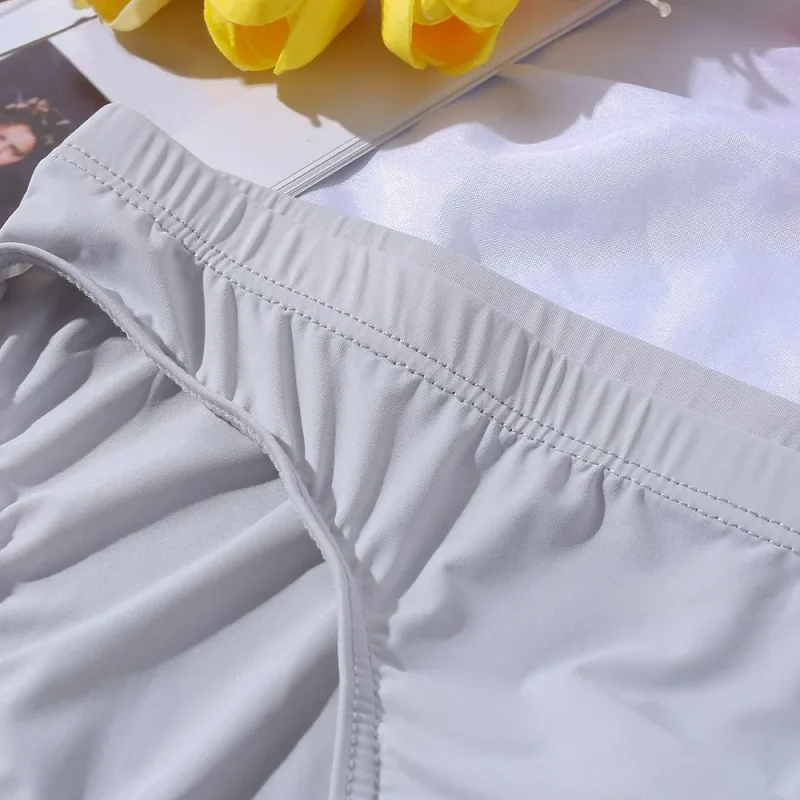 New Big Men's U Convex Underwear Ice Silk Quick Drying Briefs Summer Cool Low Waist Thin Male Underpants Plus Size — image 5