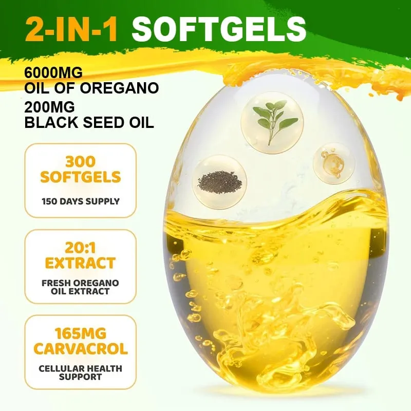 Oregano Oil Softgels Promote Digestion Gut Health Immune & Energy Support Anti-oxidation Organic Foods Supplement Non-GMO