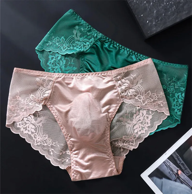 Lace men's underwear 3D Punched tangas japonesa Ice Silk Thin calzoncillos hombre Sexy lingerie adults 18 plus cuec gay panties — image 2
