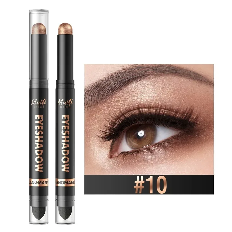 16 Colors Double Head Eyeshadow Stick Pearlescent Shimmer Brown High Waterproof Cream Eyes Shadow Pencil Long-Lasting Eye Makeup — image 18