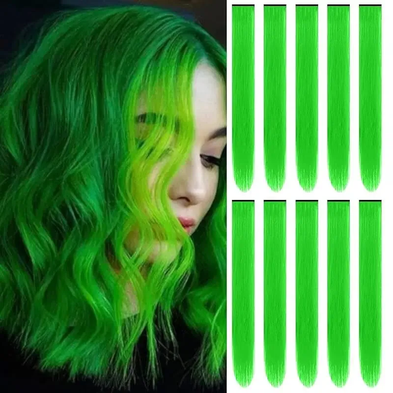 1 5 11 Pcs/lot Clip in Hair Extensions Multi-Colors Highlights Synthetic Hair 22 inch Rainbow Hairpieces for Girls Women 2030 — image 14