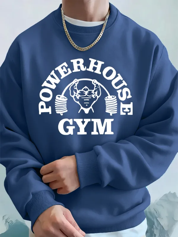 Powerhouse Gym Letter Printing Men Sweatshirts Winter Fleece Warm Hoodie Korean Loose Crewneck Pullovers Hip Hop Male Clothes — image 18