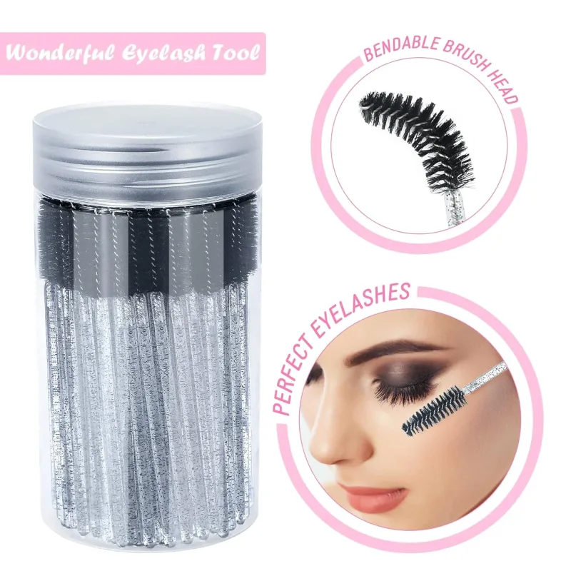 50Pcs Disposable Mascara Wands Eyebrow Spoolies Brush for Eyelash Extensions Lash Brushes with Container — image 10