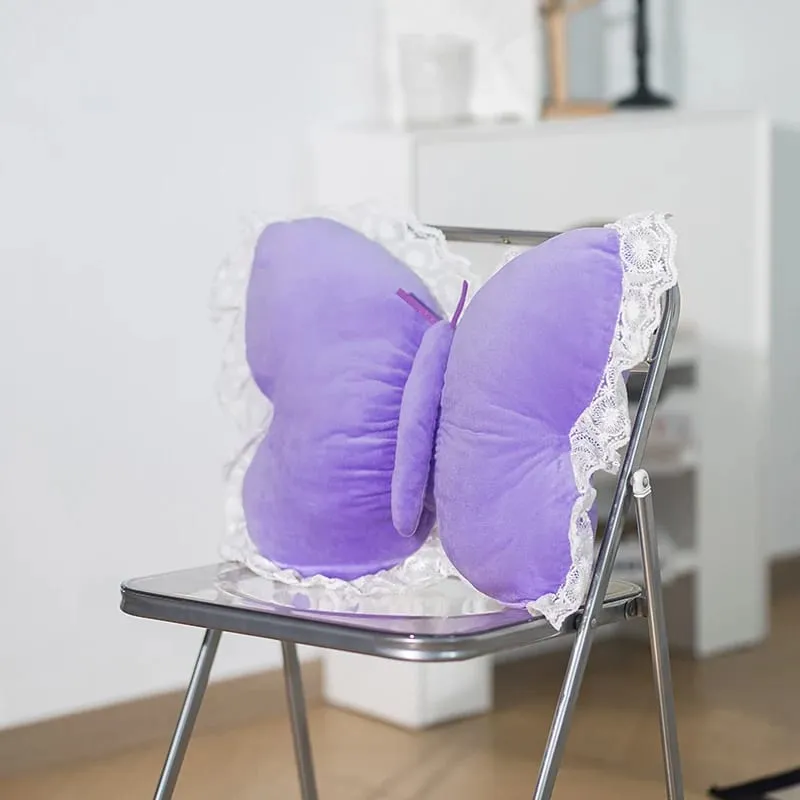 Butterfly Lace Pillow Butterfly Shaped Decorative Pillow For Sofa Couch Bed Plush Velvet Lumbar Support Cushion For Office Chair — image 8