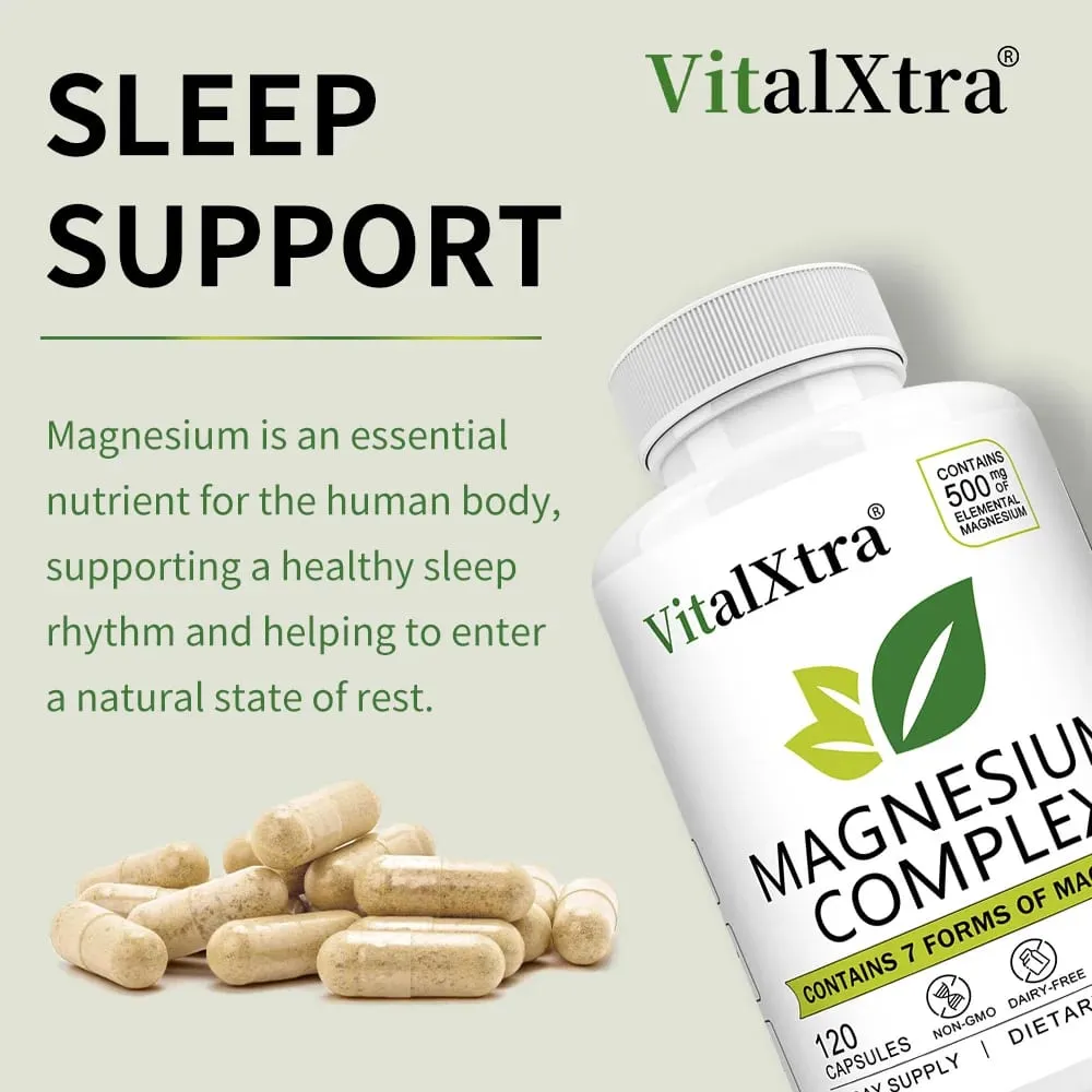 Magnesium Complex Supplement 7-in-1 Bisglycinate Chelate Oxide Malate Orotate Taurate Citrate Magnesium for Calm Sleep — image 3