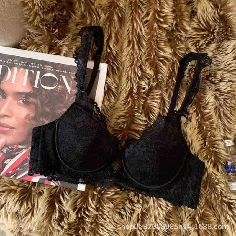 Thin Breathable Lace Bra Set French Flutter Sleeve Soft Underwire Minimizer Sexy Beauty Back Women Lingerie 32‑38 AB — image 5