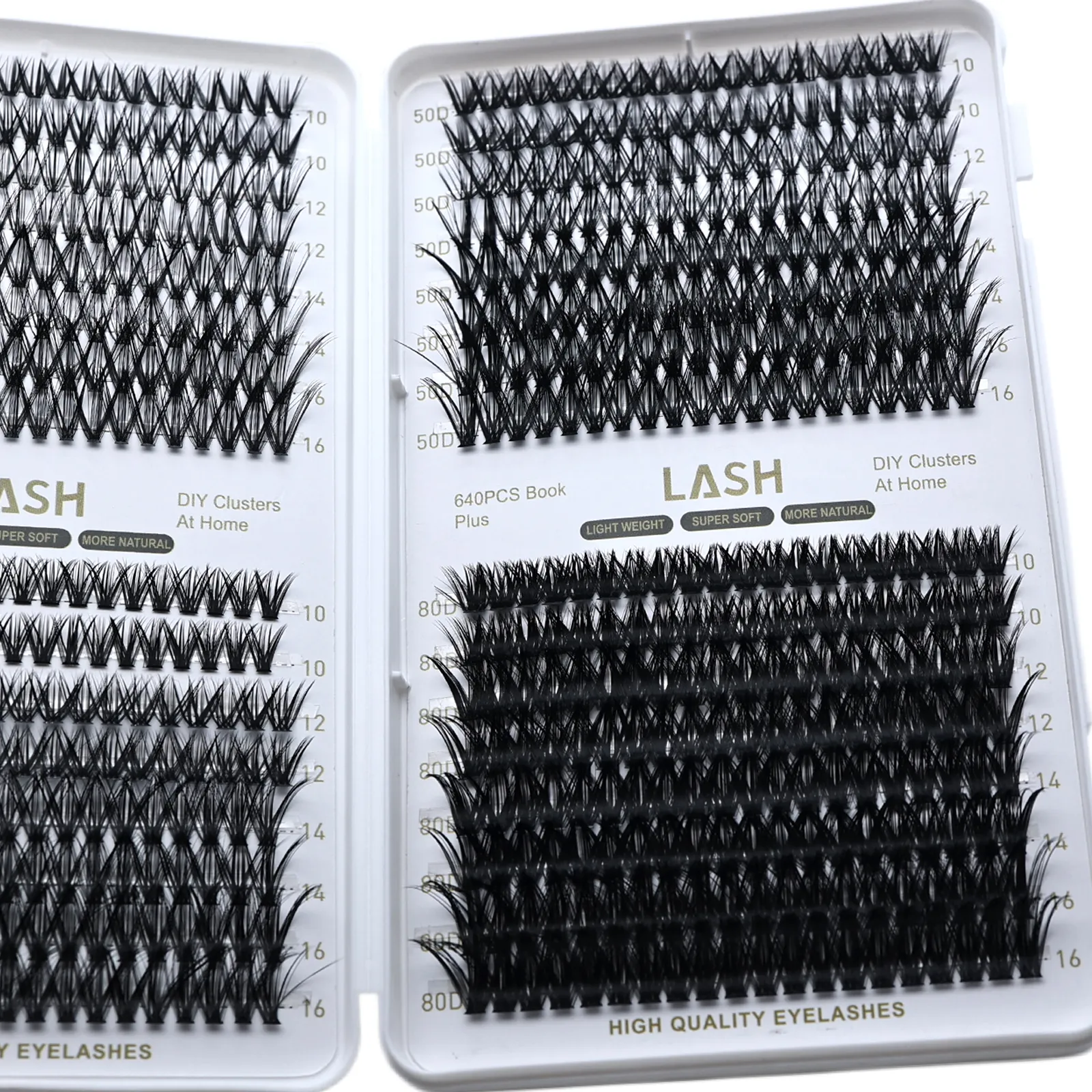 DIY Lash Cluster Book 640Pcs 30D‑80D Mixed Density D Curl 10‑16mm Mixed Length Individual Eyelash Clusters Home Eye Makeup Tool — image 2
