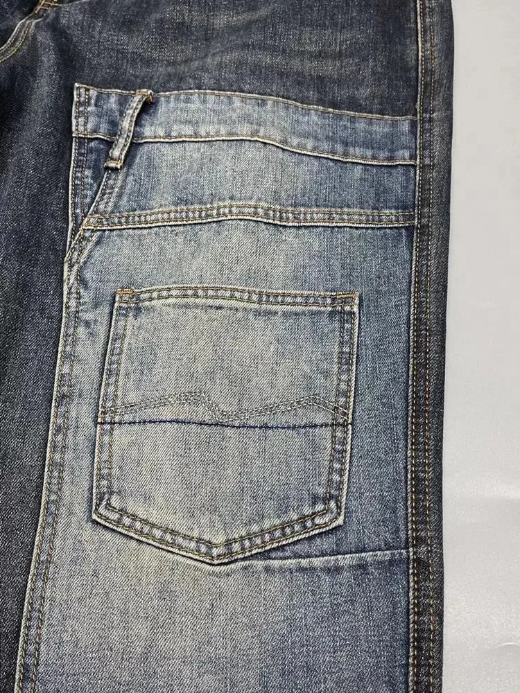 Spring/Autumn Fashion Trendy American Retro Straight Leg Stretch Denim Jeans Men's Casual Loose Fit Sports High Quality Jeans — image 4