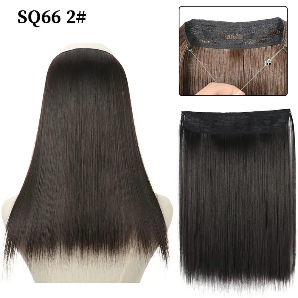 16/22inch Invisible Wire Hair Extensions Headband Adjustable Size Natural Long Straight Hairpiece Synthetic Hair Piece for Women — image 7
