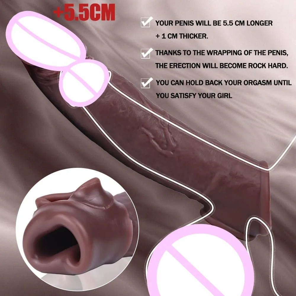 Sleeve for Erection Penis Training Sexy Adult Man Silicone Penis Sleeve Cock Ring Extender Male Sex Toy Dildo Cock — image 2