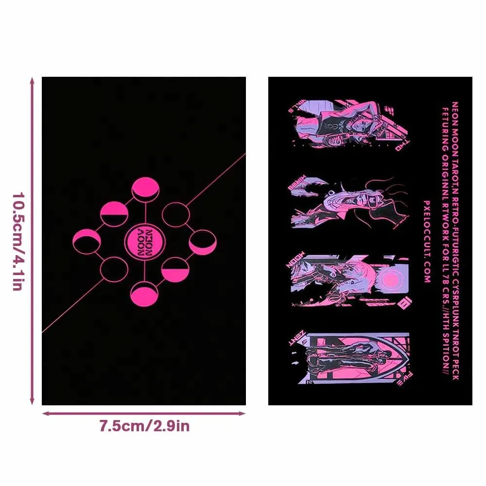78pcs Cyberpunk Neon Moon Tarot Cards Oracle Card Fate Divination Leisure Entertainment Family Gatherings Tarot Card Game — image 6