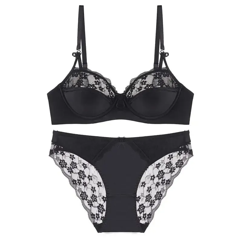 Ensemble de soutien-gorge français en dentelle pour femmes, demi-tasse fine, minimiseur pour gros buste, Push Up, Anti-affaissement, soutien latéral, confortable, ensemble de Lingerie quotidienne Sexy — image 14