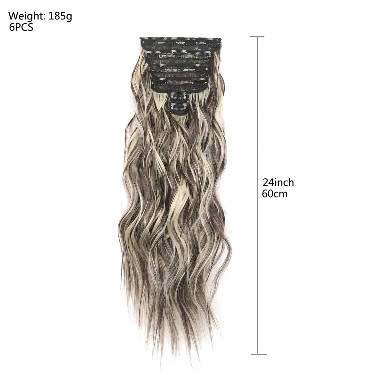 Clip in Hair Extensions 6PCS Thick Synthetic Hair Long Beach Waves hair Invisible Lace Weft Natural Soft Hairpieces for Women — image 4