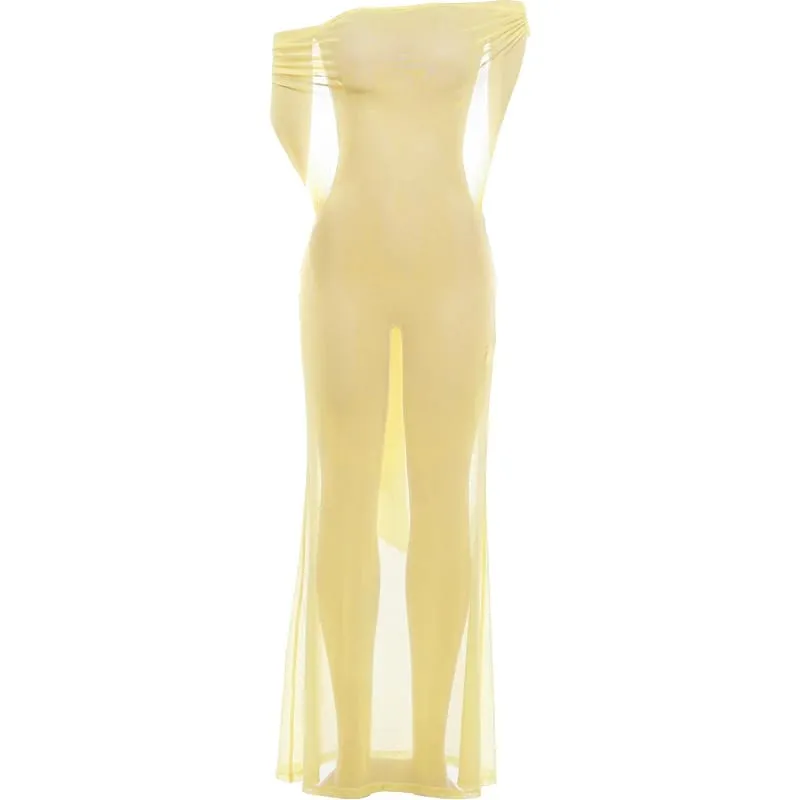 Nibber Elegant Dress Women See Through Backless Trend Bandages Ruched Wild Midnight Clubwear Fashion Vacation Party Vestidos