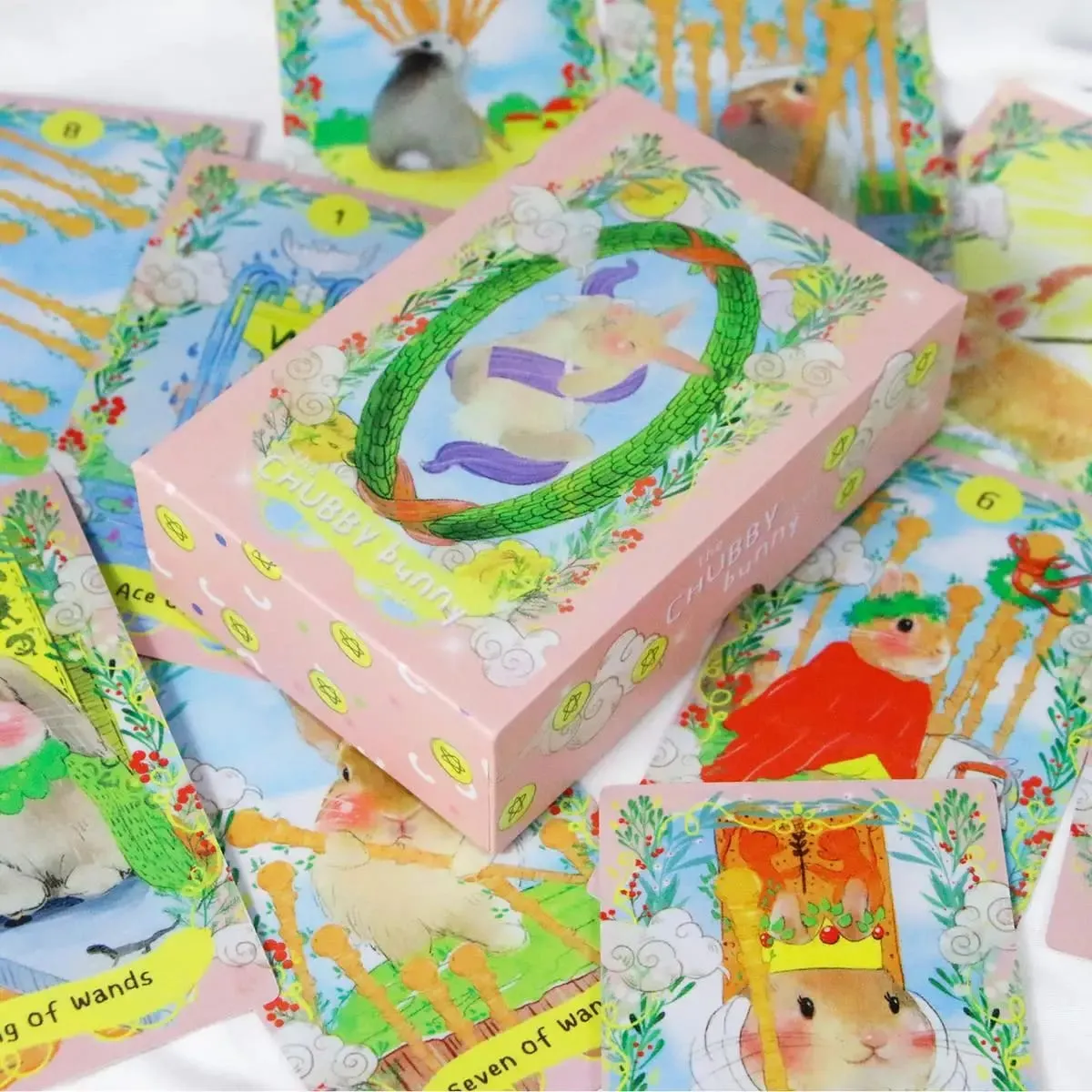 Chubby Bunny Tarot 12*7cm A 78-card Deck Featuring Cute Bunnies 2.75 X 4.75'' Packaging Rigid Box