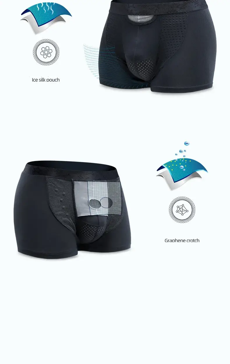 Men's Boxers Shorts Push Up Underwear Modal Pantie Man Breathable Magnetic Ice Silk Bullet Separation Pouch Underpants Cueca