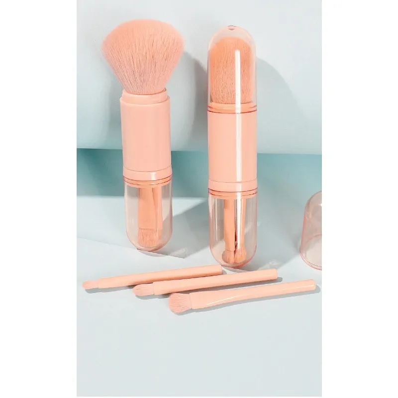 4pcs/set 4 In 1 Telescopic Makeup Brush Portable Travel Makeup Brushes Set Eyeshadow Loose Powder Mini Makeup Brush Beauty Tools — image 6