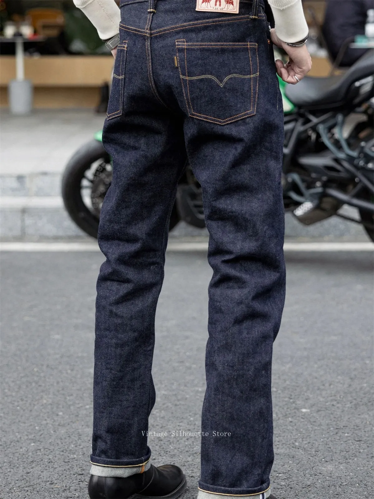 Red Tornado NOIR 21oz Selvedge Denim Slim Straight Cut Jeans Indigo Rugged Americana Style Men's Casual Pants — image 2