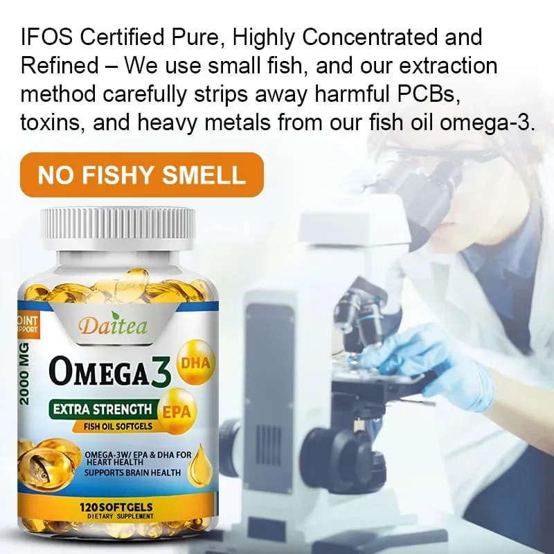 Daitea Omega 3 visolie – EPA & DHA 2000 mg – 60/120 capsules – algehele gezondheid en immuunondersteuning Niet-GMO glutenvrij — image 6