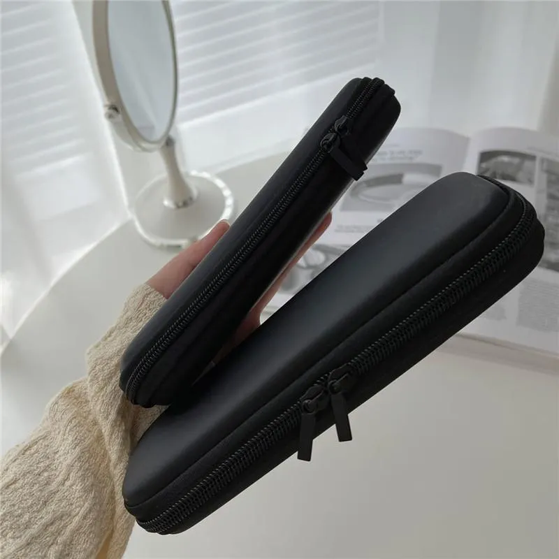 (N) Black Cosmetic Storage Bags Waterproof Double Zipper Makeup Brushes Case Women Bag Portable Travel Brush Holder Pen Case Box