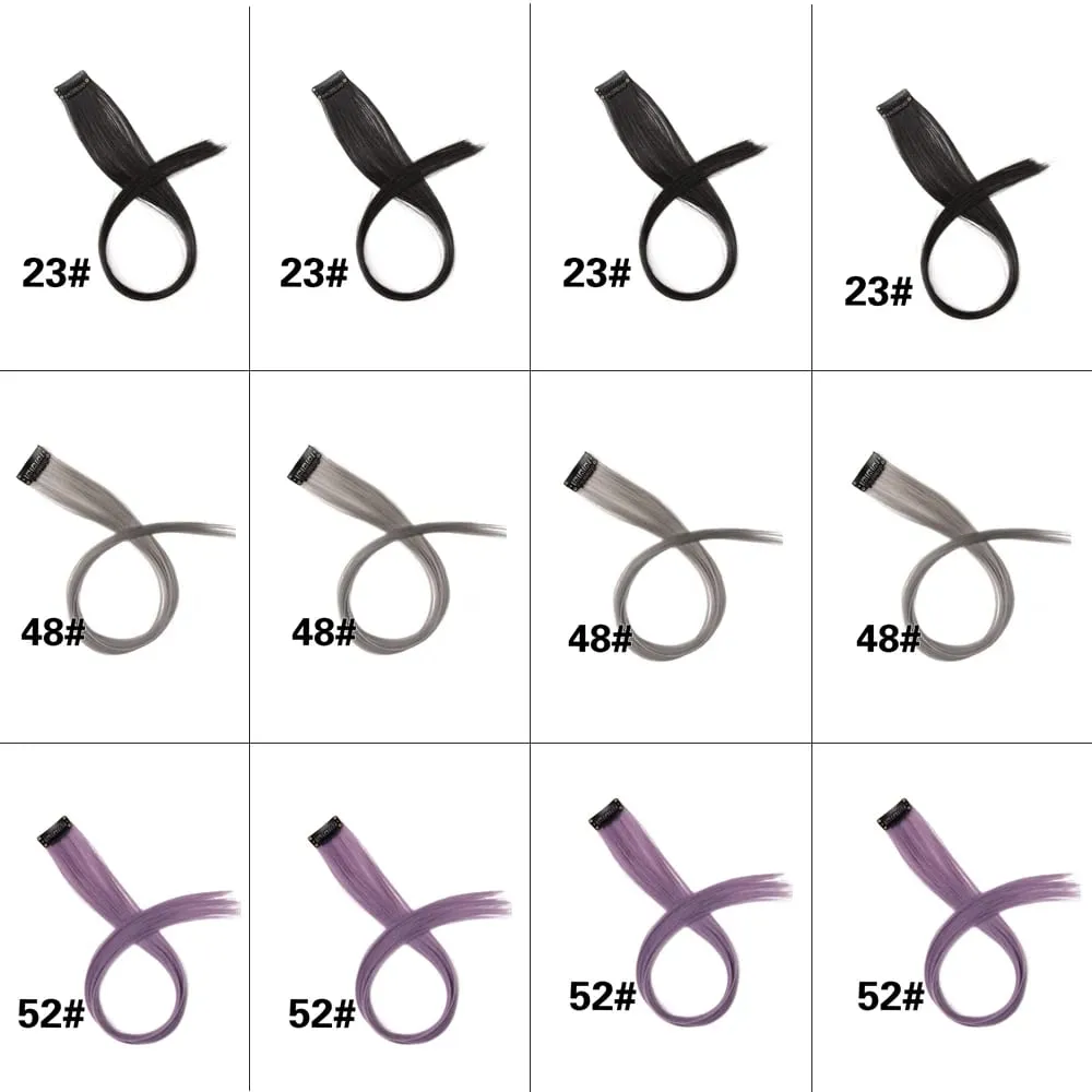 12 Pcs Clip In Colored Hair Extensions For Kids Women 20 Inches Rainbow Long Straight Synthetic Hairpiece Heat Resistant Hair — image 11