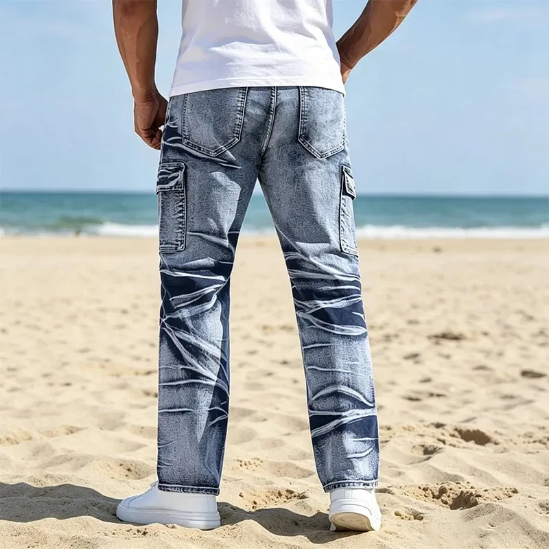 Men's Jeans Classic American Style Casual Multi Pocket Straight Leg Denim Man Pants All Season Fits — image 4