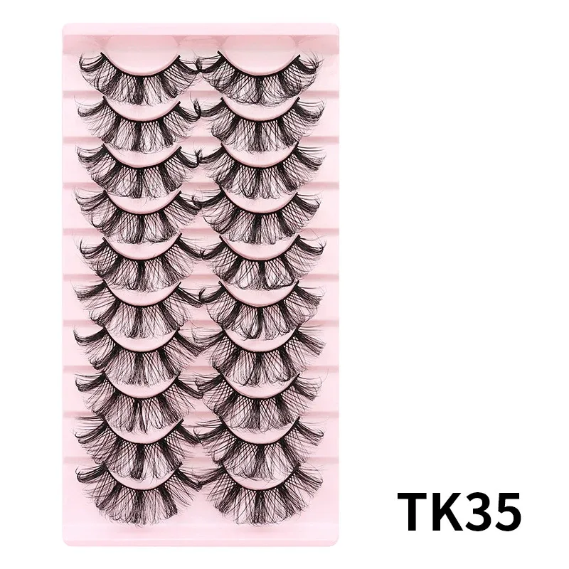 10 párů Russian DD Curl Bulk Fluffy Strip Lashes Přírodní měkké umělé řasy Opakovaně použitelné ručně vyrobené řasy pro každodenní a párty — image 11