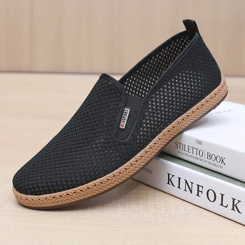 Summer Men's Mesh Shoes Hollow Breathable Lightweight Men's Cloth Shoes Soft soled Anti slip Men's Shoes — image 1