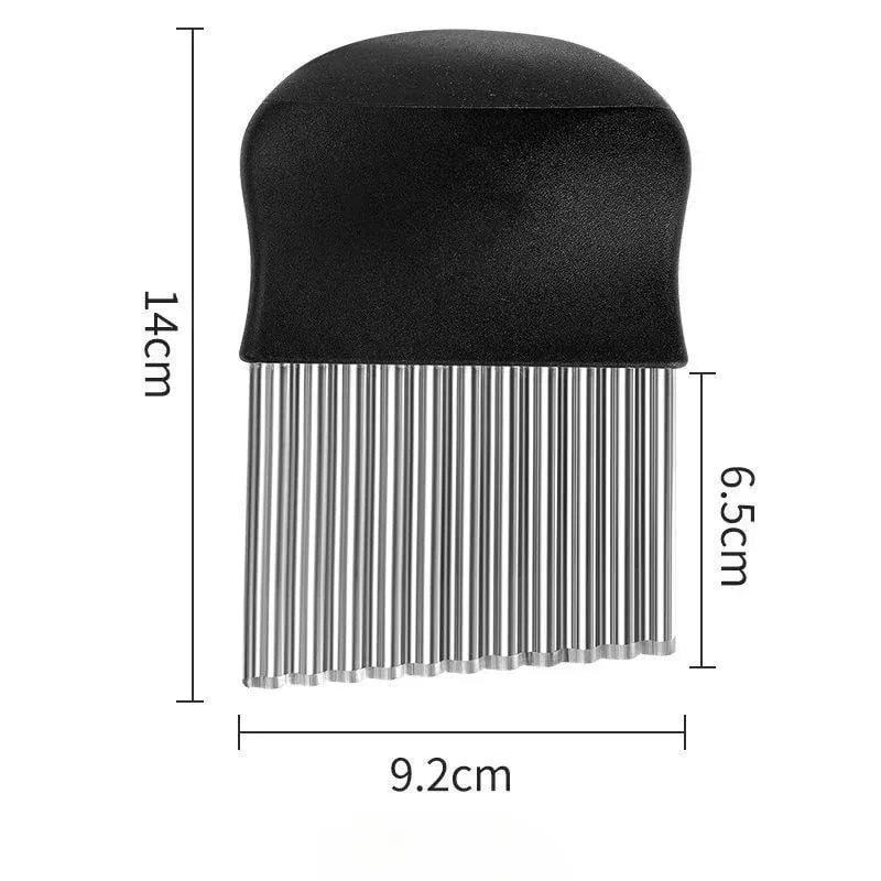 Stainless Steel Potato Chip Slicer Dough Vegetable Fruit Crinkle Wavy Kitchen Knife Cutter Chopper French Fry Maker Tools Gadget — image 6