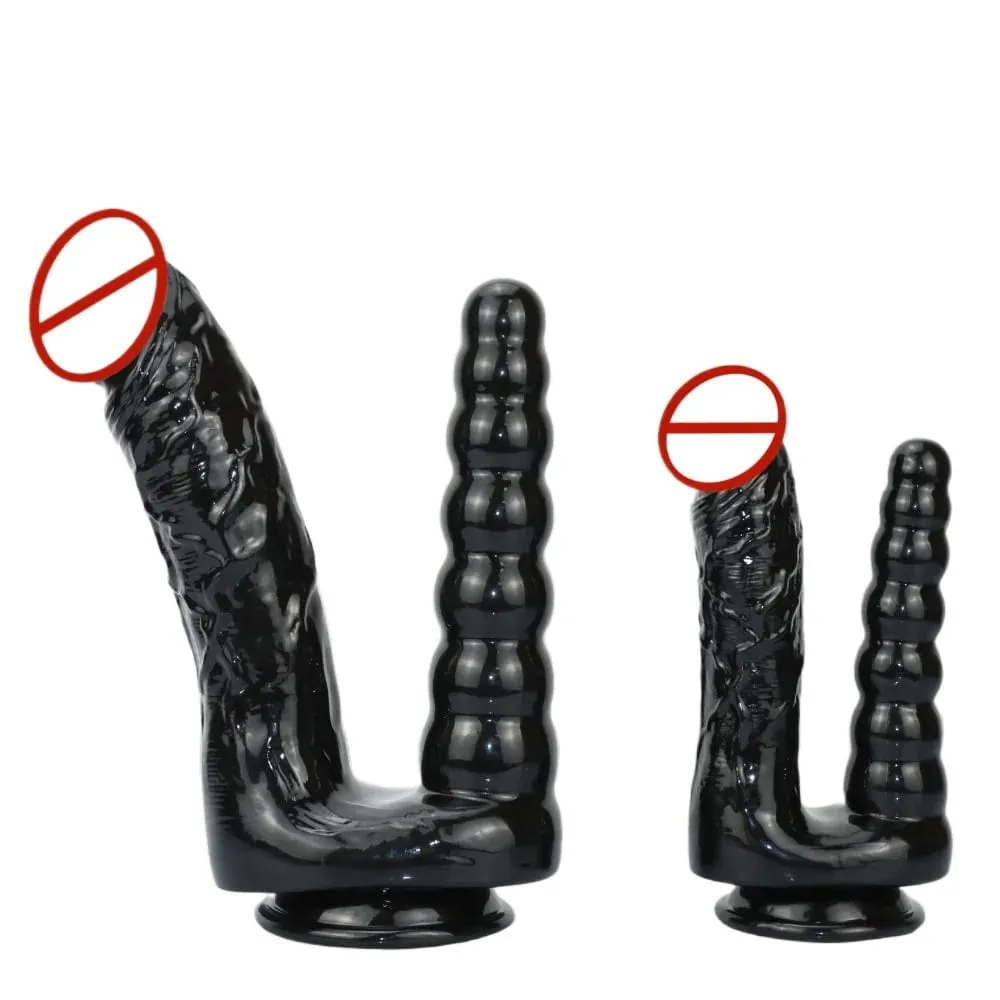 Giant Double Headed Dildo Anal Plug Double Insertion Stimulates Vaginal Anal Dilator Adult Sex Toy for Lesbian Women — image 1