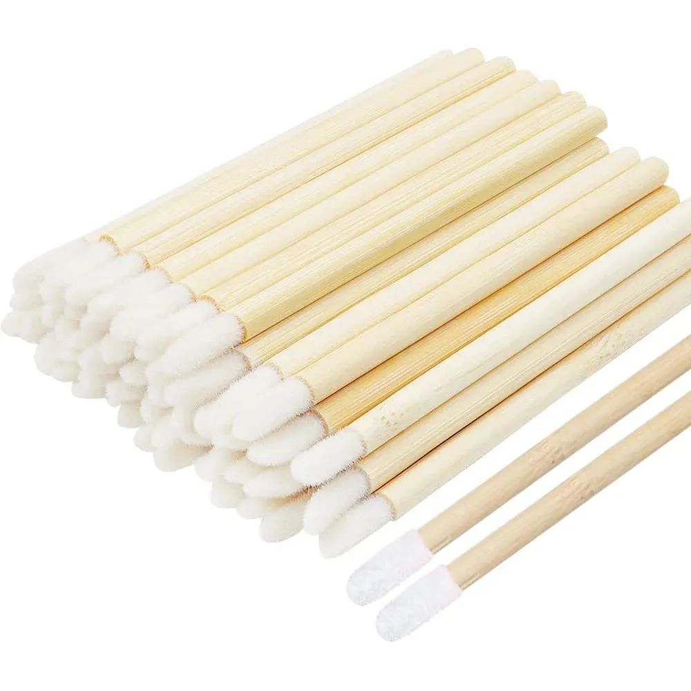 50/100pcs Lip Brushes Bamboo Handle Lip Brushes Lipstick Gloss Wands Applicator Makeup Tool For Eyelashes Extension Accessories — image 6