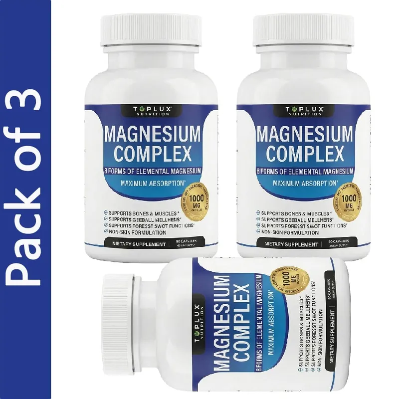 Magnesium Complex Supplement 8 Elemental 1000mg - Magnesium Glycinate Citrate Malate Taurate for Bones Recovery Energy