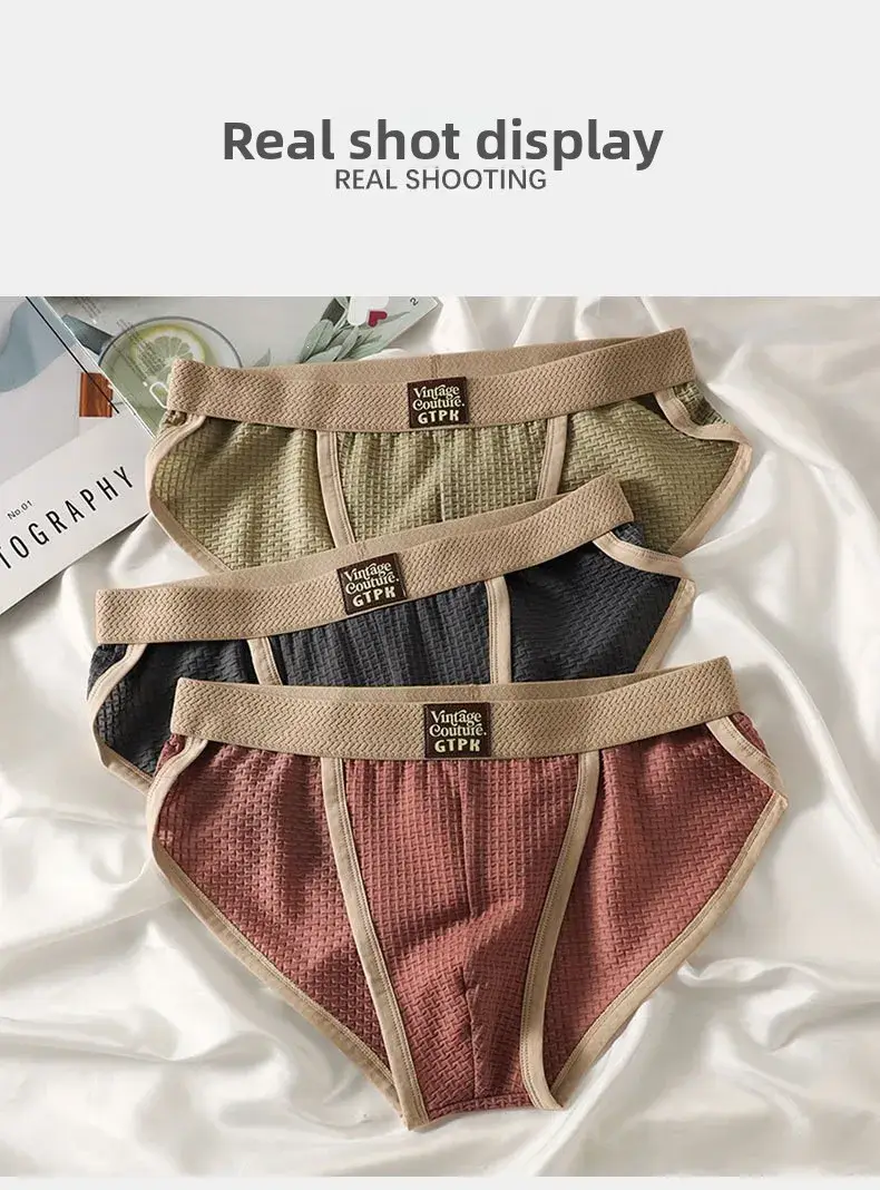 3 pcs Vintage Men High Cut Nylon Briefs Ice Silk Mesh Cool Underpants Soft Breathable Quick Dry Mens Underwear — image 8