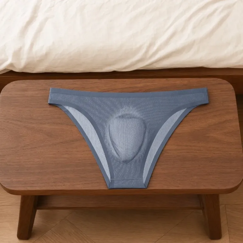 Calcinha triangular masculina de seda gelo macia, lingerie respirável, cuecas finas, cor sólida, tamanho grande, roupa íntima para homens — image 8