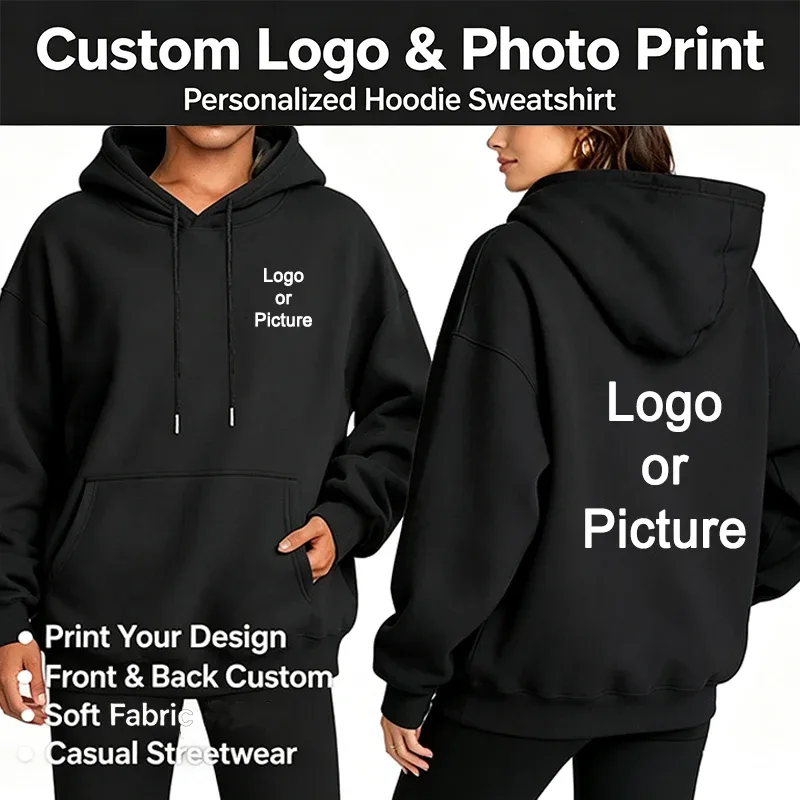 Reka bentuk DIY Oversize Hoodies Fesyen Wanita Disesuaikan Cetak Longgar Lengan Panjang Bahu Drop Cuff Sweathsirts Pullovers Sudadera