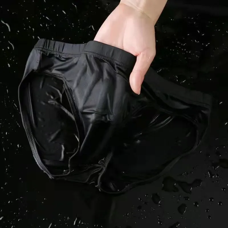 Mens Lightweight Silk See Through Bikini Briefs Solid Seamless Quick Dry Transparent Underwear Breathable Daily Intimates